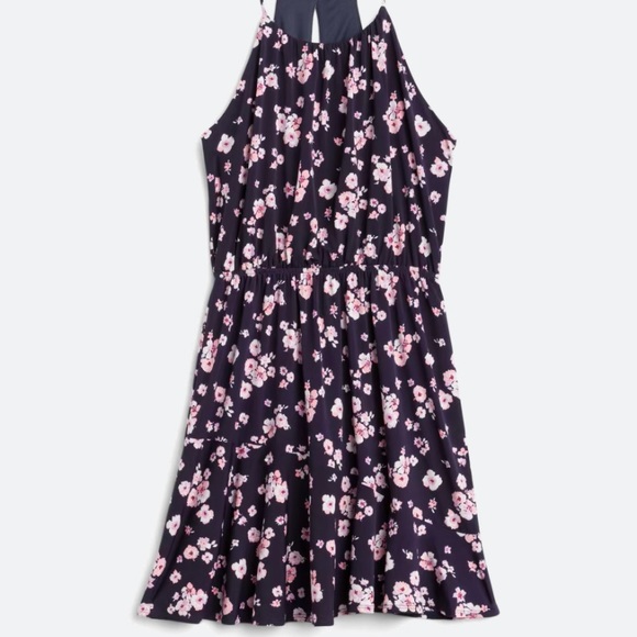 NWT KALEIGH Linda Knit Halter Navy Floral Dress - Picture 3 of 13